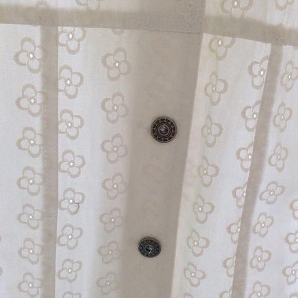 Jean Jacket Embroidered Eyelet Flowers Pure White - Picture 1 of 4